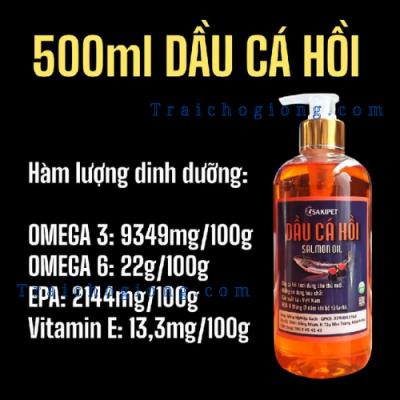 Dầu Cá Hồi Chai 500ml Cho Chó Mèo Bổ Sung Omega 3