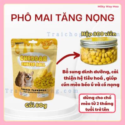 Phô Mai Tăng Trọng Cho Cún Cưng Gói 80g Và Hộp 800 Viên