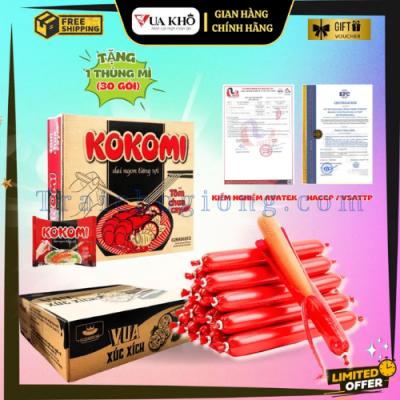 Xúc Xích 1KG Mềm Thơm - Tặng Thùng Mỳ KOKOMi 30 GÓI